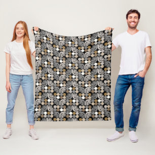 Bohemian Black Grey Fleece Blanket