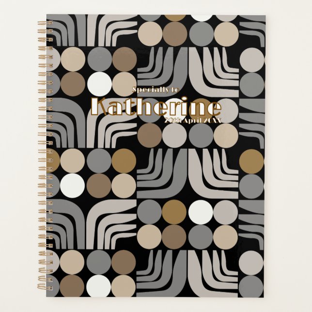 Bohemian Black Grey Planner (Front)