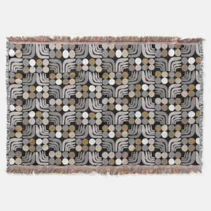 Bohemian Black Grey Throw Blanket