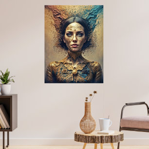 Bohemian Bliss: Golden Blue Dream Poster