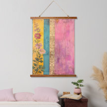 Bohemian Bloom – Wildflowers on Striped Canvas