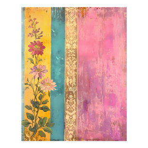 Bohemian Bloom – Wildflowers on Striped Canvas Photo Print