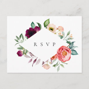 Bohemian Blooms Frame Wedding RSVP Song Request Invitation Postcard