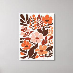 Bohemian Blooms Mid Century Floral Earthy Tones Canvas Print