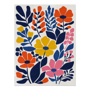Bohemian Blooms Mid Century Modern Floral Poster