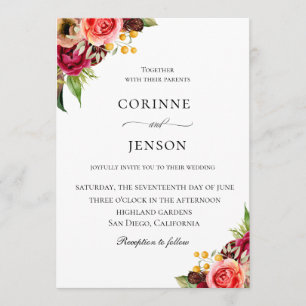 Bohemian Blooms Wedding Invitation