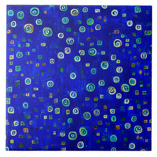 Bohemian Blue Art Nouveau  Tile