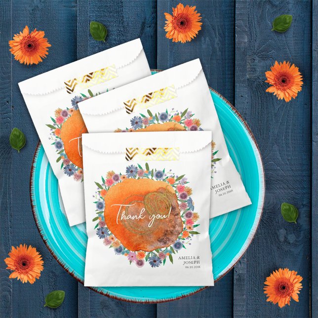 Bohemian Blue Boho Whimsical Wildflower Wedding Favour Bags (Creator Uploaded)