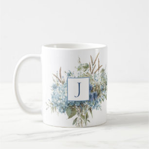 Bohemian Blue Floral Watercolor Bouquet Coffee Mug
