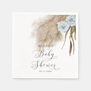 Bohemian Blue Pampas Grass Baby Shower Napkin
