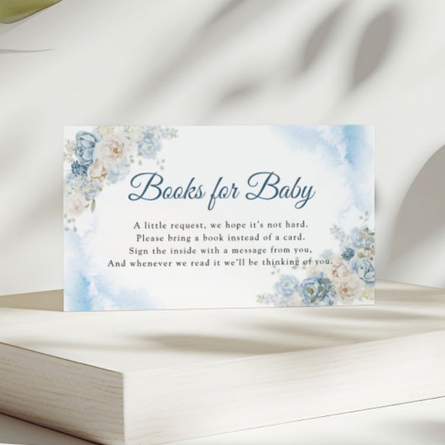 Bohemian Blue Rose Baby Shower Books for Baby Enclosure Card (Creator Uploaded)