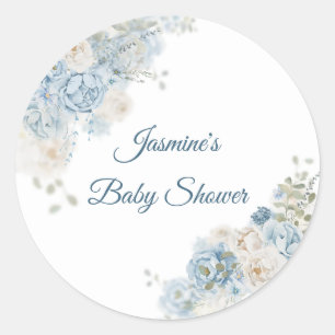 Bohemian Blue Rose Baby Shower Classic Round Sticker