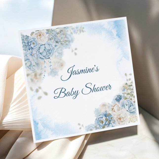 Bohemian Blue Rose Baby Shower Napkin (Creator Uploaded)