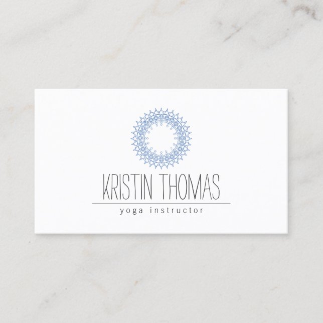 Bohemian Blue Sun Mandala Yoga Business Card (Front)