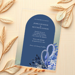Bohemian Blue Swans Watercolor Art Acrylic Invitations