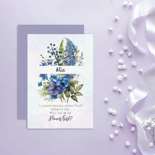 Bohemian Blue-Violet Flower Girl Proposal Invitation