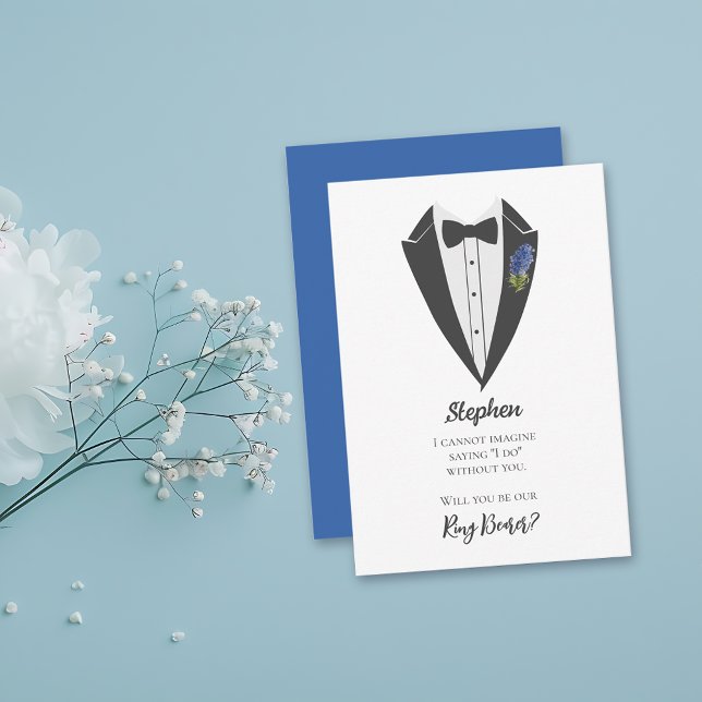 Bohemian Blue-Violet Ring Bearer Proposal Invitation (Creator Uploaded)