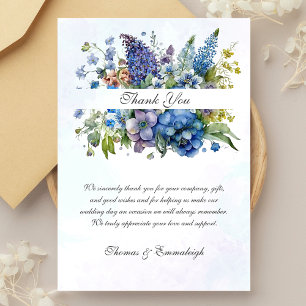 Bohemian Blue-Violet Watercolor Thank You Card
