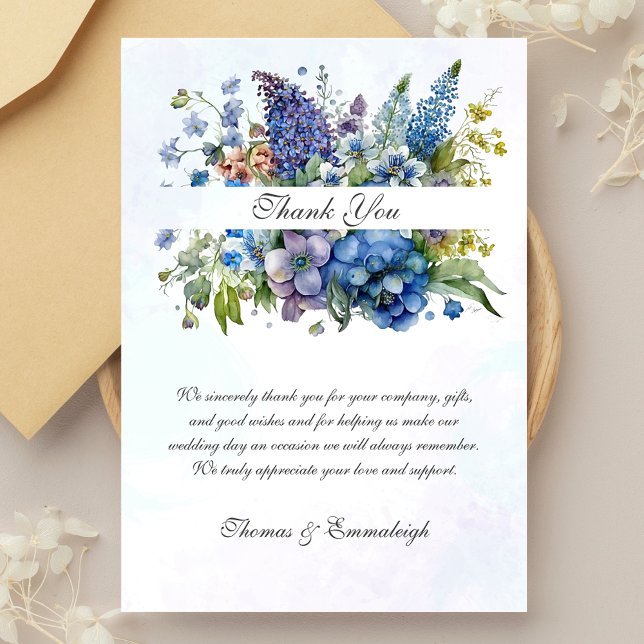 Bohemian Blue-Violet Watercolor Thank You Card (Creator Uploaded)