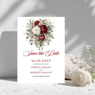 Bohemian Blush Burgundy Floral Save The Date