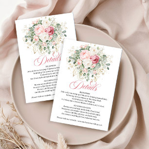 Bohemian Blush Floral Wedding Details Card