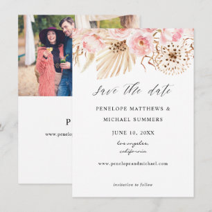 Bohemian Blush Pink Floral Save The Date