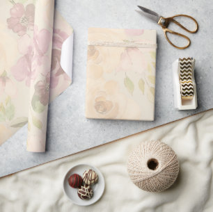 Bohemian Blush Roses Watercolor Floral Wedding Wrapping Paper