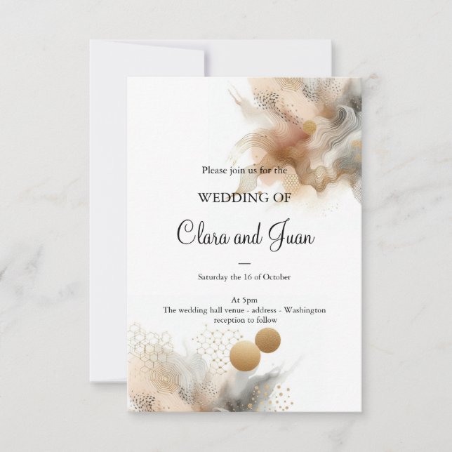 Bohemian boho beige invitation (Front)