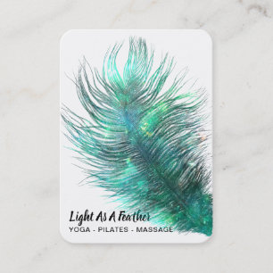 *~*  Bohemian Boho Cosmic Emerald Feather Business Card