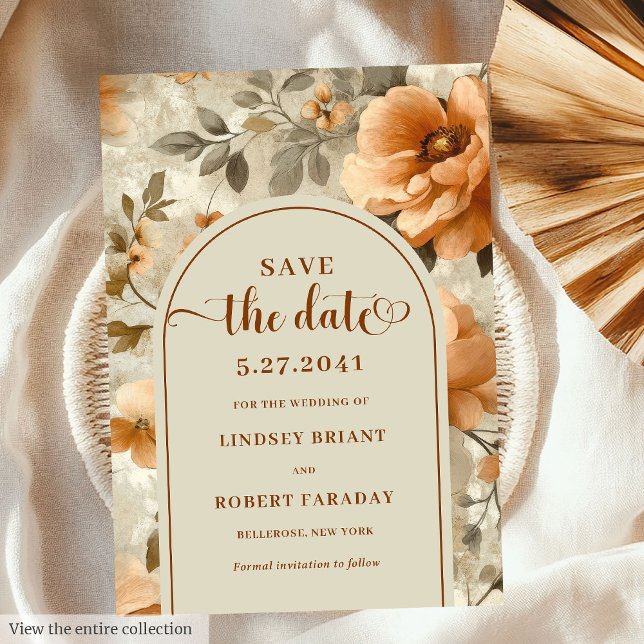 Bohemian Boho Earthy Ivory Sage Floral Save Date Invitation (Bohemian Boho Earthy Ivory Sage Floral Save Date)