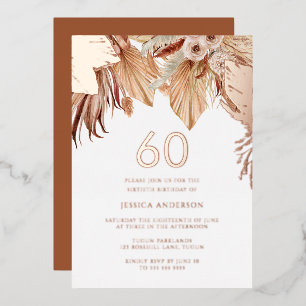 Bohemian Boho Floral 60th Birthday Party Rose Gold