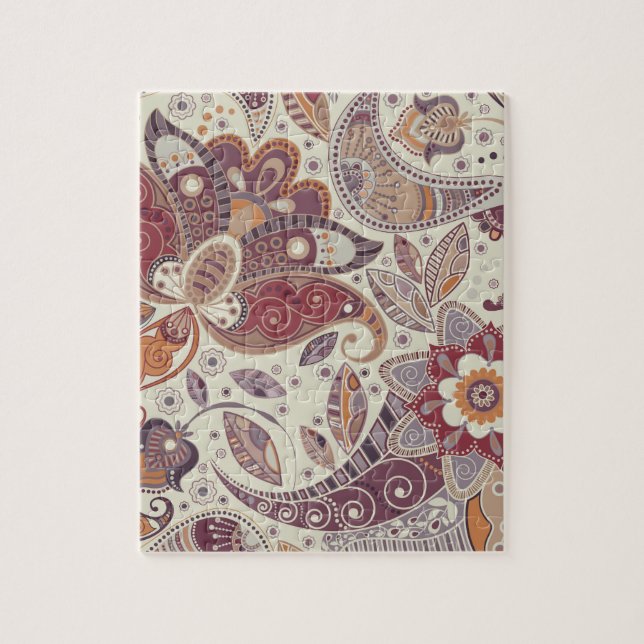 Bohemian Boho MOD Hippy Chic Flower Pattern Jigsaw Puzzle (Vertical)