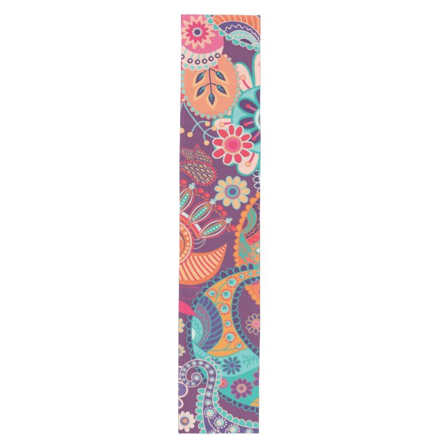 Bohemian Boho MOD Hippy Chic Flower Pattern Medium Table Runner (Front)