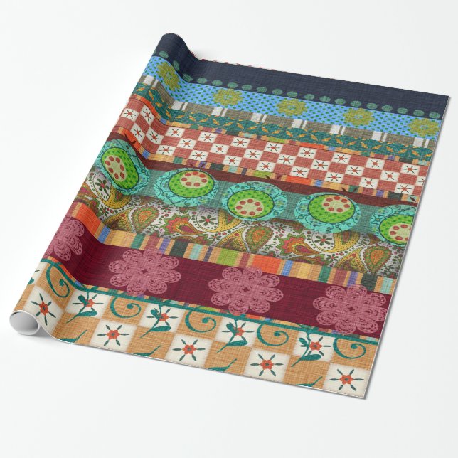 Bohemian Boho MOD Hippy Chic Pattern Wrapping Paper (Unrolled)