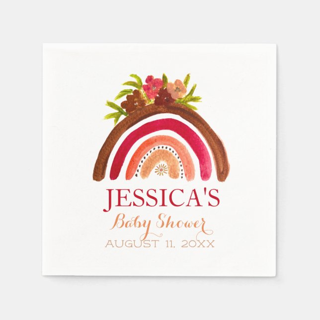 Bohemian Boho Rainbow Baby Shower Earthy Cute Napkin (Front)