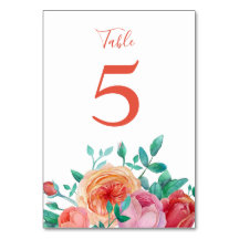 Bohemian Bold Floral Wedding Table Card