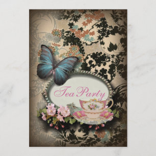 Bohemian Botanical butterfly Paris bridal shower Invitation
