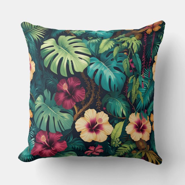 Bohemian Botanical Jungle | Lush Tropical Plant &  Cushion (Front)