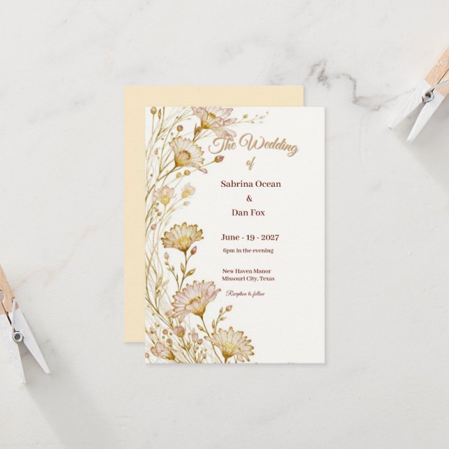 Bohemian, botanical style Invitation (Front/Back In Situ)
