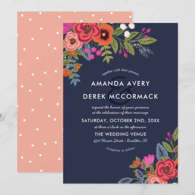Bohemian Bouquet - Floral Wedding Invitation (Front/Back)