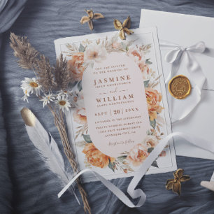 Bohemian Bouquet Flowers Elegant Rustic Wedding Invitation