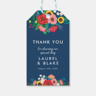 Bohemian Bouquet - Navy Blue - Thank You Gift Tags