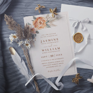 Bohemian Bouquet Rustic Elegant Modern Wedding Invitation