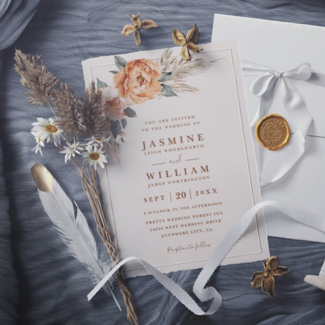 Bohemian Bouquet Rustic Elegant Modern Wedding Invitation (Creator Uploaded)