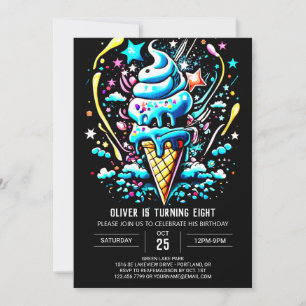 Bohemian Boys Modern Boy Ice Cream Birthday Invitation