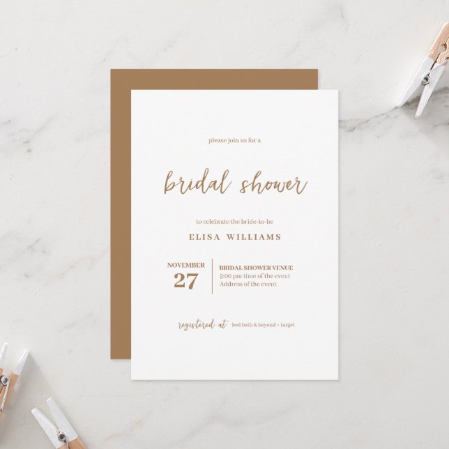 Bohemian Bridal Shower  Invitation (Front/Back In Situ)