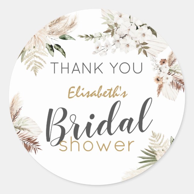 Bohemian Bridal Shower Thank You Classic Round Sti Sticker (Front)