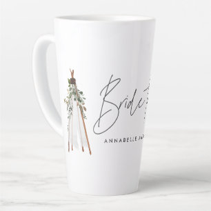 Bohemian bride to be teepee botanical contemporary latte mug