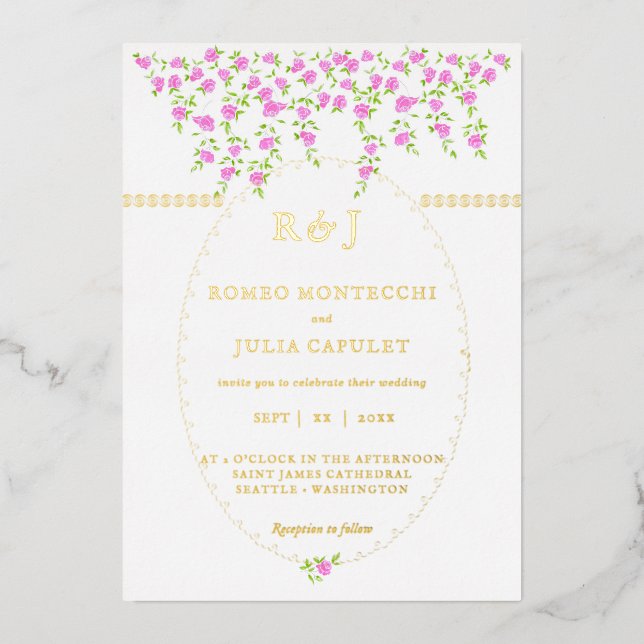 Bohemian Bright Pink Floral Front and Back Wedding (Front)