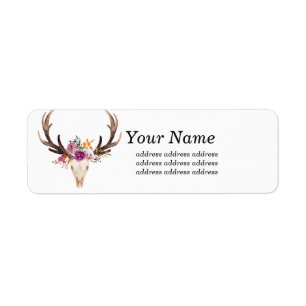 bohemian, bull skull, antler, boho floral